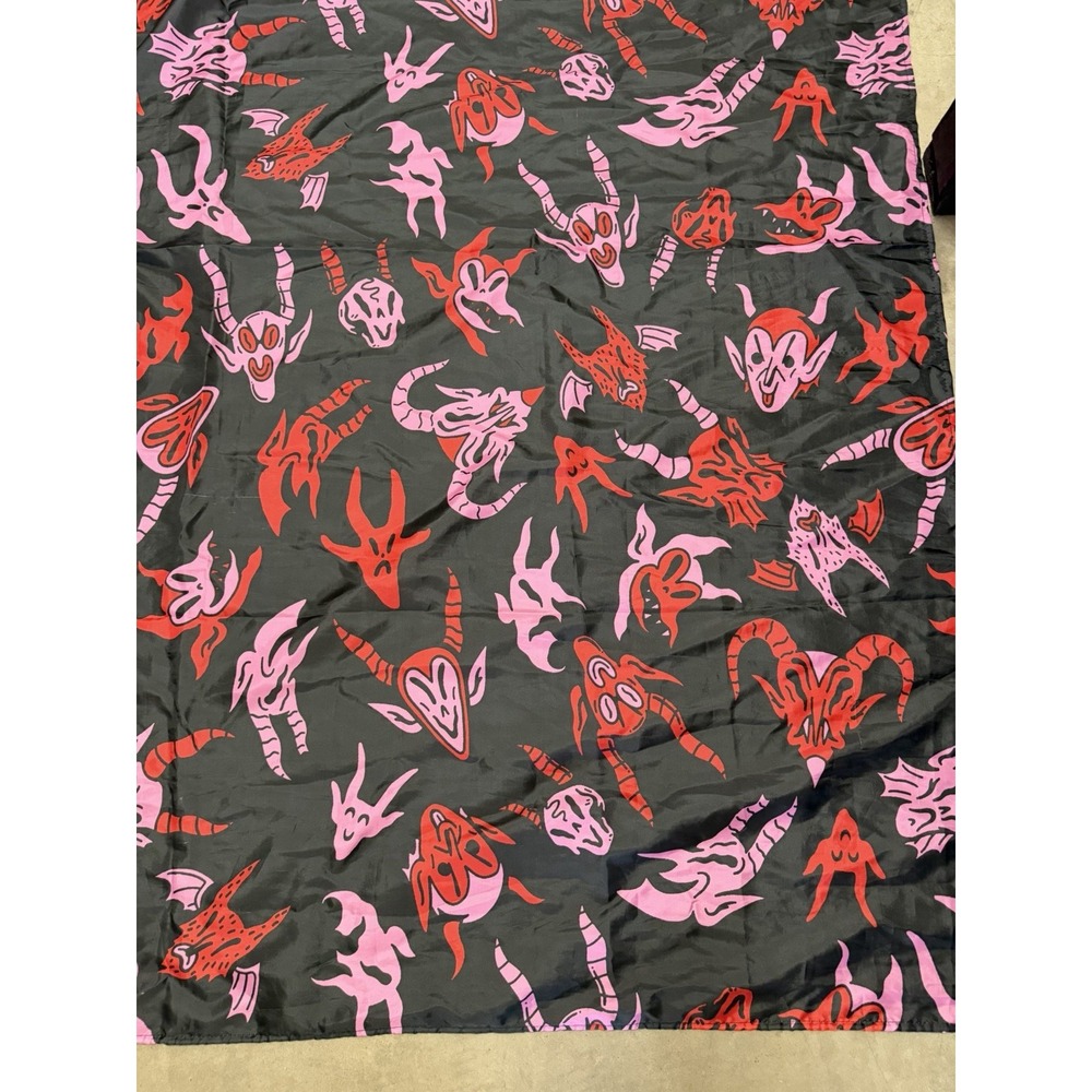 Killstar pink red black demon aop goth shower curtain, 70x71 devil's play